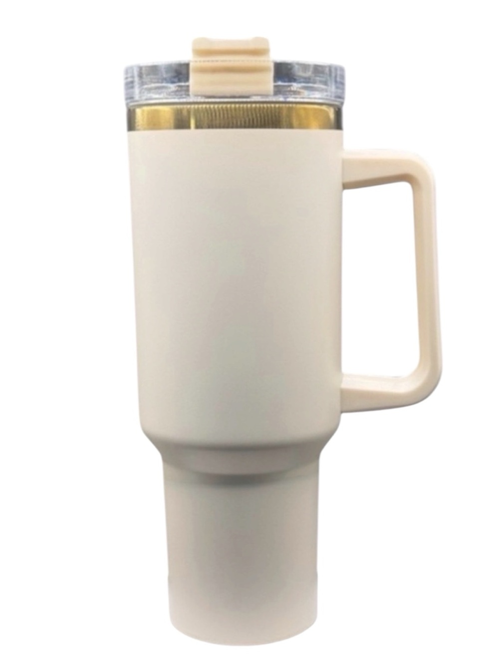 40 oz Insulated Tumbler with Handle & Straw Magnolia Cream Gold